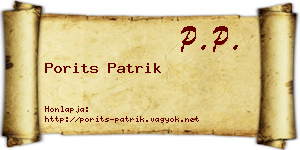 Porits Patrik névjegykártya